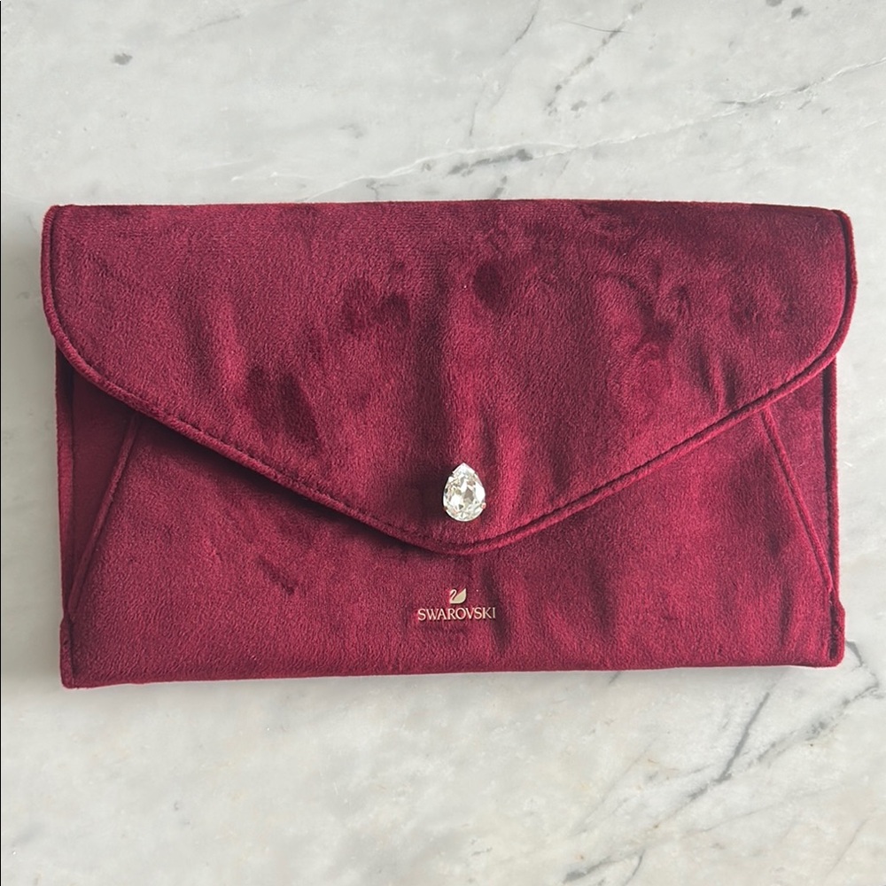 Swarovski Deep Red Clutch with Crystal Accent